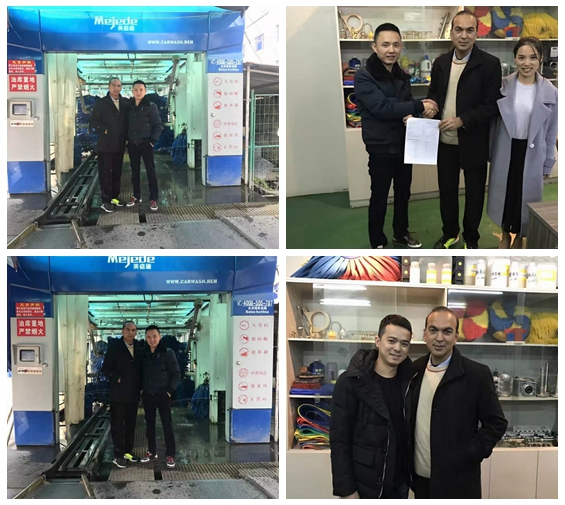 中國溫州凱沃2017新款歐標隧道11刷電腦洗車機中東客戶簽訂合同現場