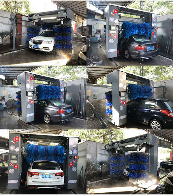 東莞市石竭站安裝德系往復式5刷電腦洗車機調試中