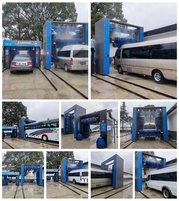 中國懷化（懷化學校）安裝無人值守大巴龍門洗車機和無人值守轎車往復式洗車機